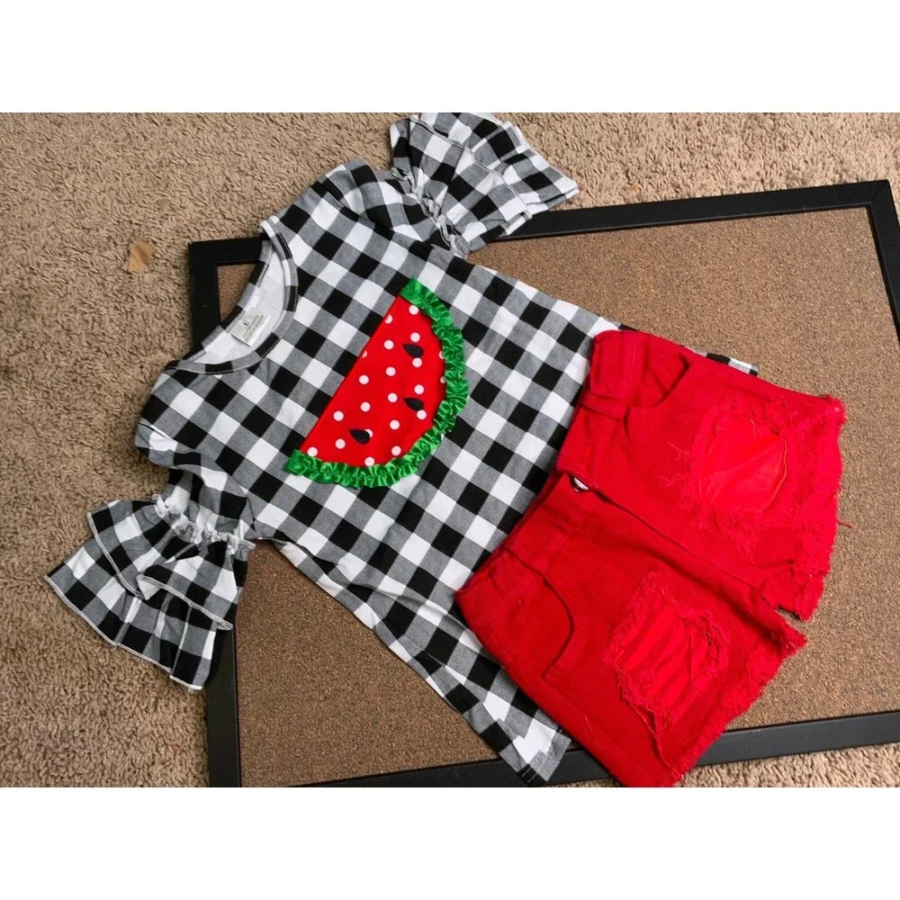 Watermelon shirt with red shorts